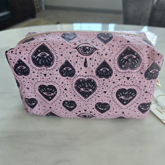 Imoshion Cosmetic Makeup Bag Canvas Signature Logo Zip Around Pink Barbie - Picture 3 of 11